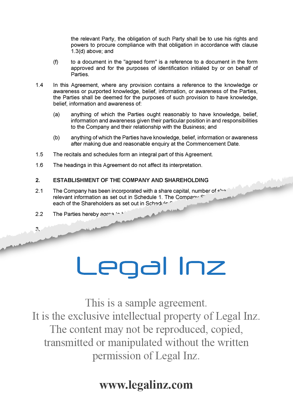 Shareholders Agreement Sample 3