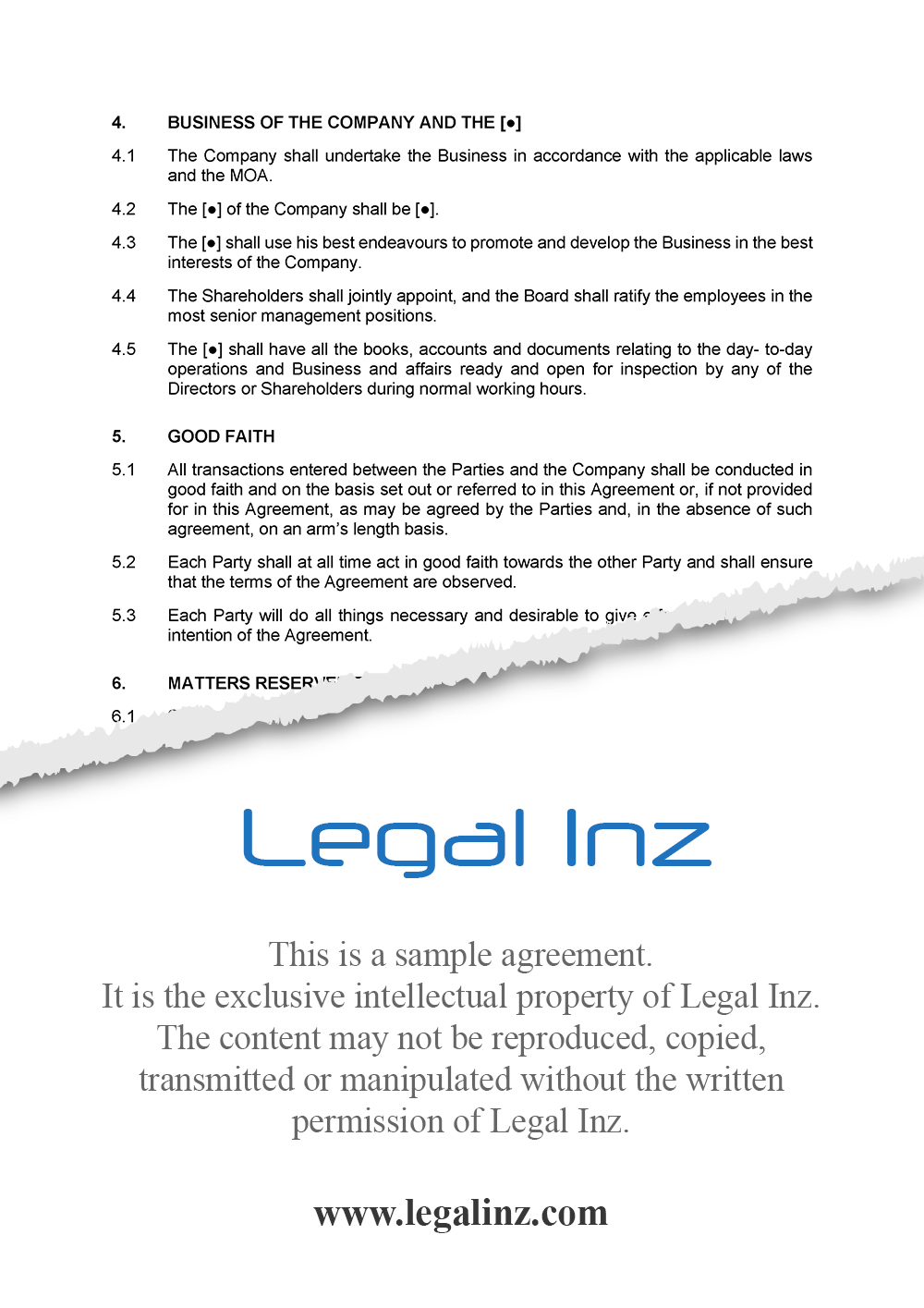 Shareholders Agreement Sample 5