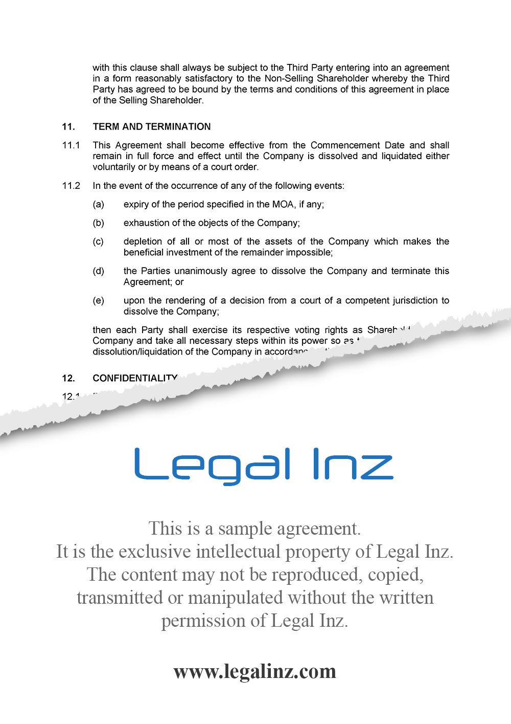 Shareholders Agreement Sample 9